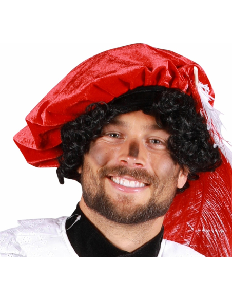Béret médiéval homme avec plume rouge