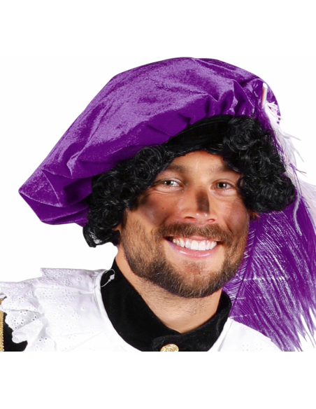 Béret médiéval homme avec plume violet