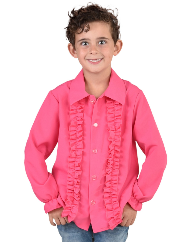 Chemise Disco à volants garçon du 5 au 16 ans rose