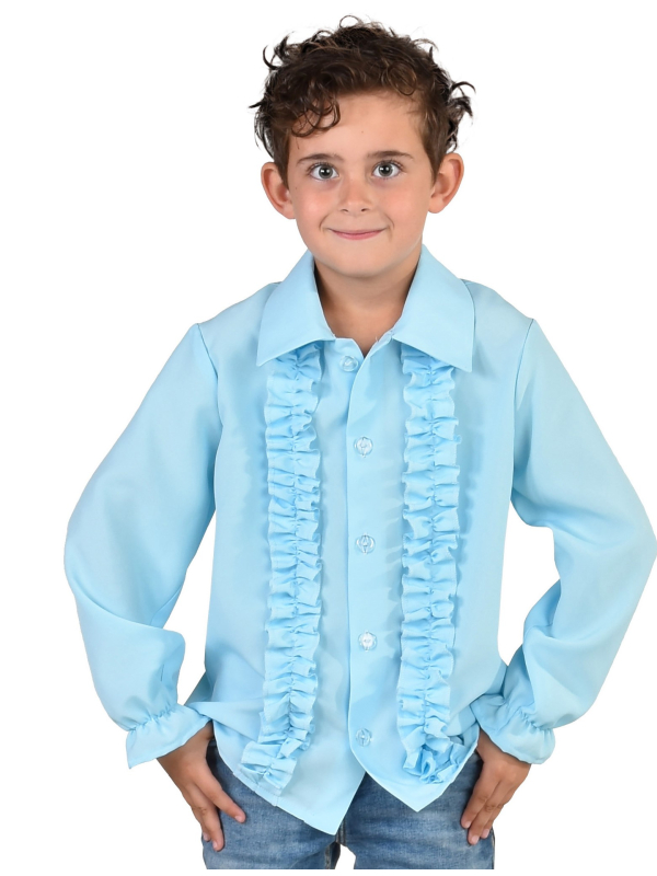Chemise Disco à volants garçon du 5 au 16 ans bleu ciel