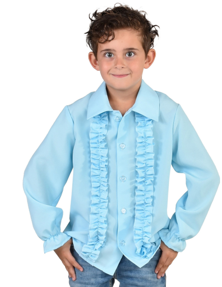 Chemise Disco à volants garçon du 5 au 16 ans bleu ciel