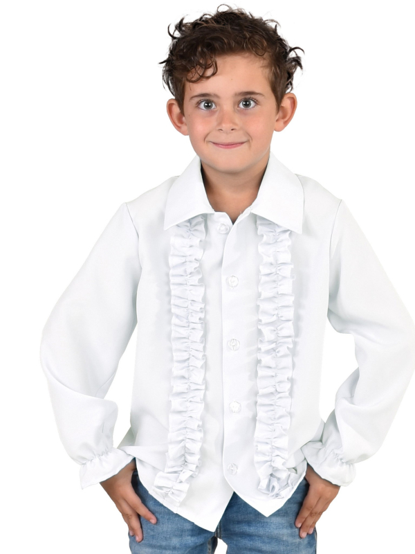 Chemise Disco à volants garçon du 5 au 16 ans blanc