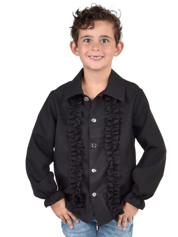 Chemise Disco à volants garçon du 5 au 16 ans noir