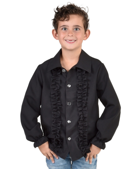 Chemise Disco à volants garçon du 5 au 16 ans noir