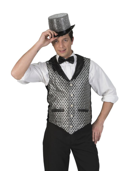 Gilet Disco homme noir et argent du S au XXXL