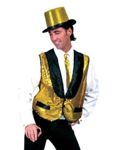 Gilet à paillettes dorées Disco, animation pour homme