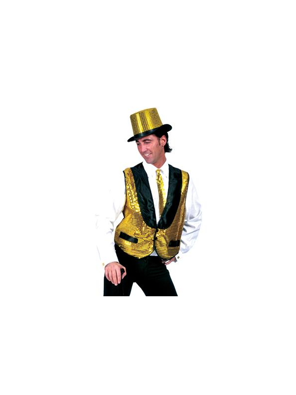 Gilet à paillettes dorées Disco, animation pour homme