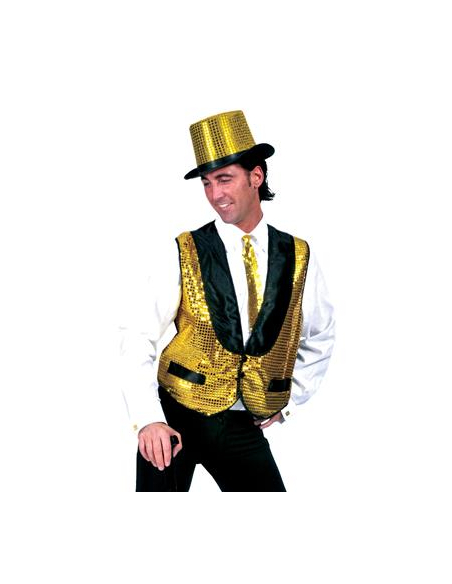Gilet à paillettes dorées Disco, animation pour homme