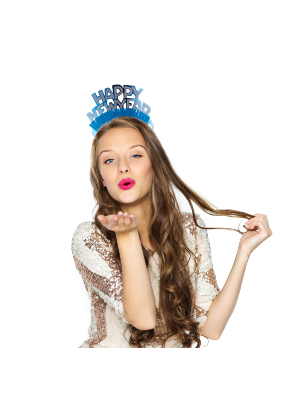 Serre-Tête Happy New Year avec Paillettes bleu