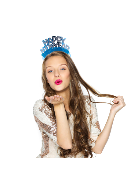 Serre-Tête Happy New Year avec Paillettes bleu