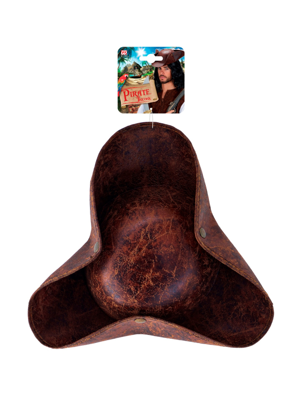 Tricorne de Pirate Marron Aspect Cuir Vieilli – Adulte Mixte, Pirate, Corsaire et Boucanier
