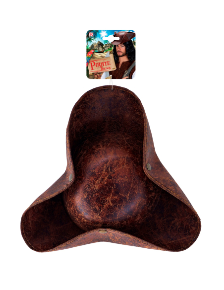 Tricorne de Pirate Marron Aspect Cuir Vieilli – Adulte Mixte, Pirate, Corsaire et Boucanier