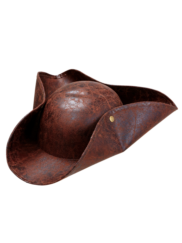 Tricorne de Pirate Marron Aspect Cuir Vieilli – Adulte Mixte, Pirate, Corsaire et Boucanier