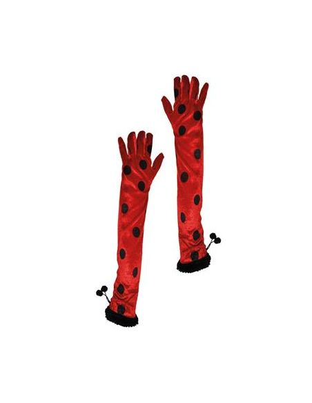 Gants de Coccinelle longs rouges à pois noir pour femme