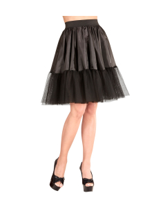 Jupon noir femme évasé en tulle et tissu satiné