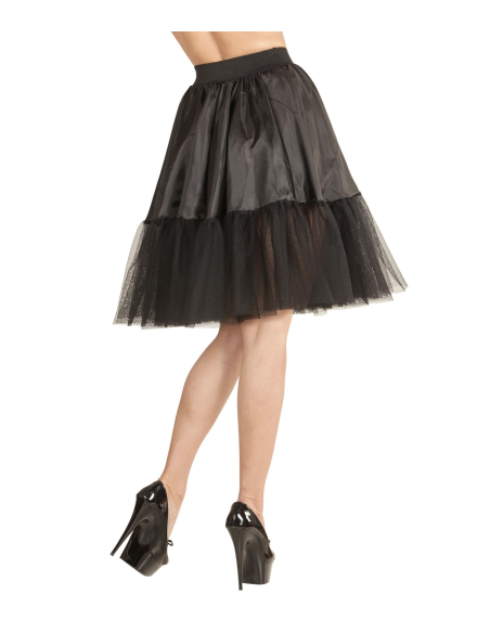 Jupe Jupon Noire en Satin et Tulle - Accessoire Déguisement Femme Taille Unique