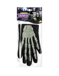 Gants Squelettes Fluorescents pour Halloween - Taille Adulte 2