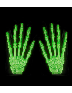 Gants Squelettes Fluorescents pour Halloween - Taille Adulte