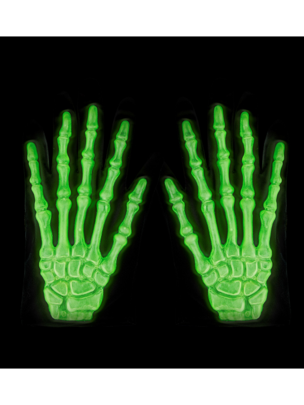 Gants Squelettes Fluorescents pour Halloween - Taille Adulte