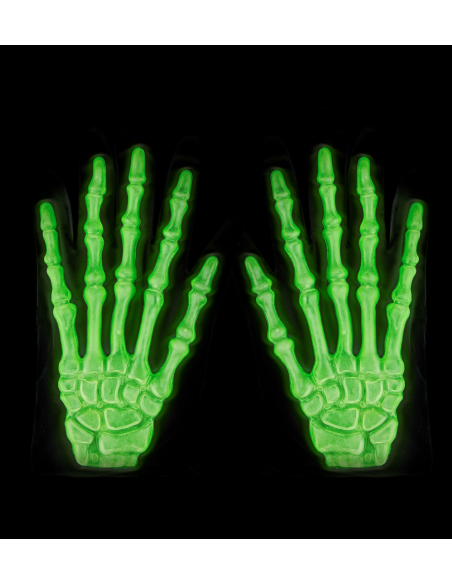 Gants Squelettes Fluorescents pour Halloween - Taille Adulte