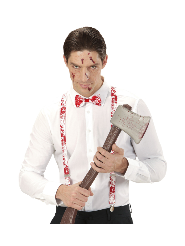 Set Accessoires Halloween de Tueur : Bretelles et Nœud Papillon Ensanglantés