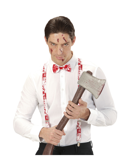 Set Accessoires Halloween de Tueur : Bretelles et Nœud Papillon Ensanglantés