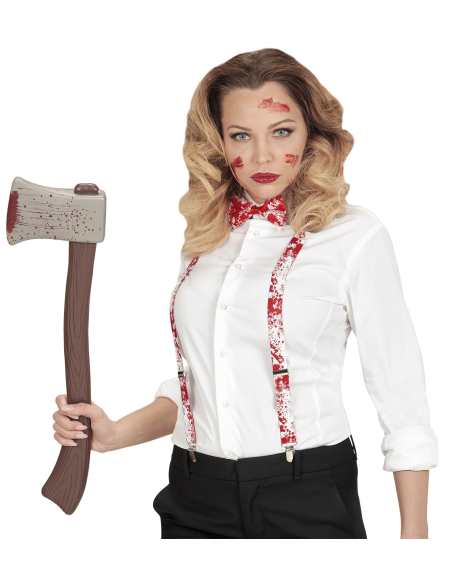 Set Accessoires Halloween de Tueur : Bretelles et Nœud Papillon Ensanglantés