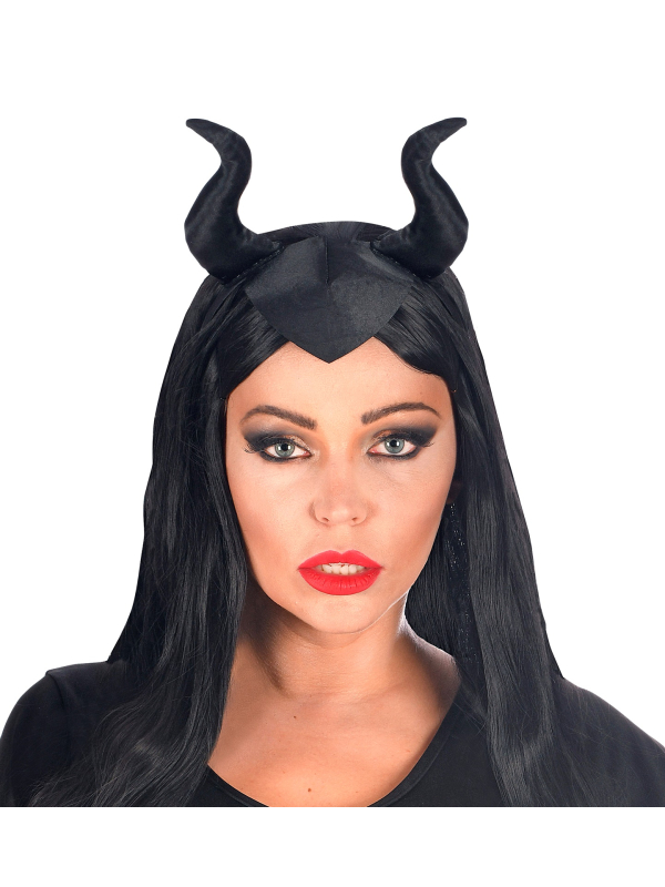 Coiffe de Maléfique Noire avec Cornes : Halloween, Disney, Carnaval