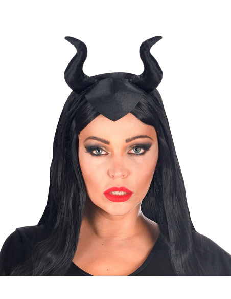 Coiffe de Maléfique Noire avec Cornes : Halloween, Disney, Carnaval