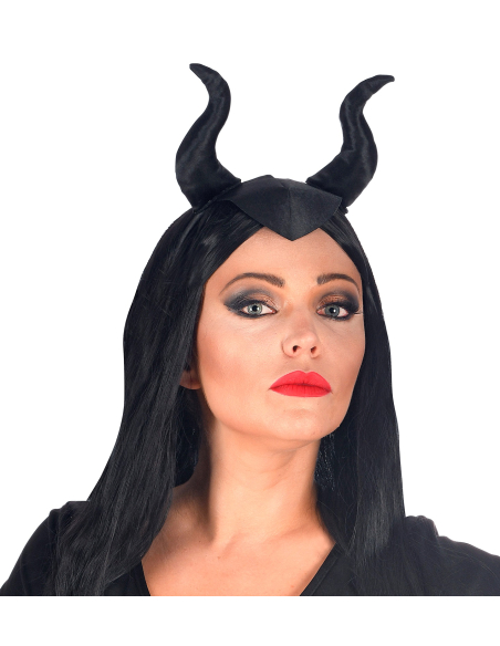 Coiffe de Maléfique Noire avec Cornes : Halloween, Disney, Carnaval