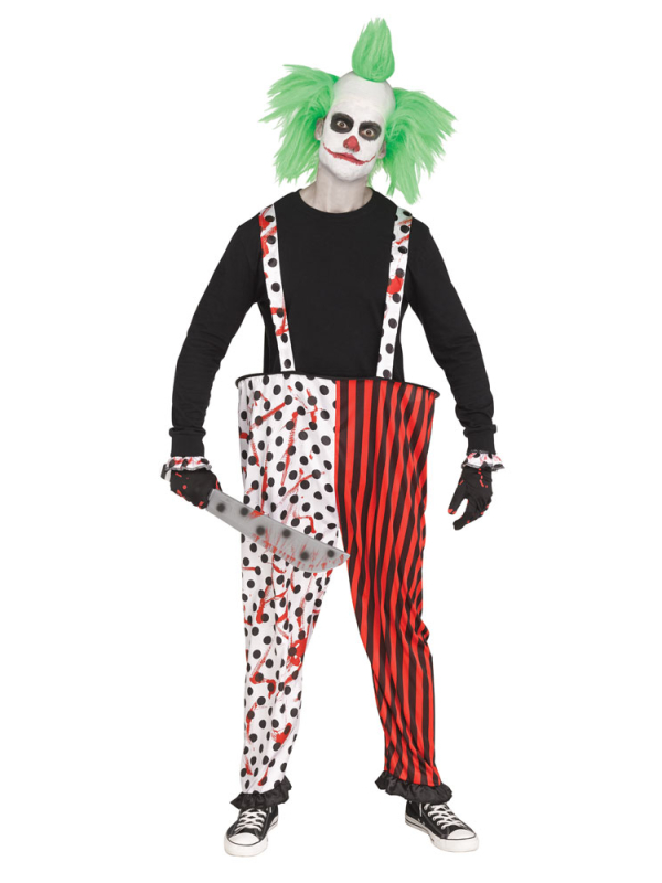 Déguisement de clown tueur avec pantalon à cerceau et gants