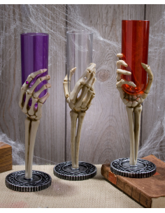 Flûte de Champagne Halloween avec Bras Squelette et Pied Médaillon