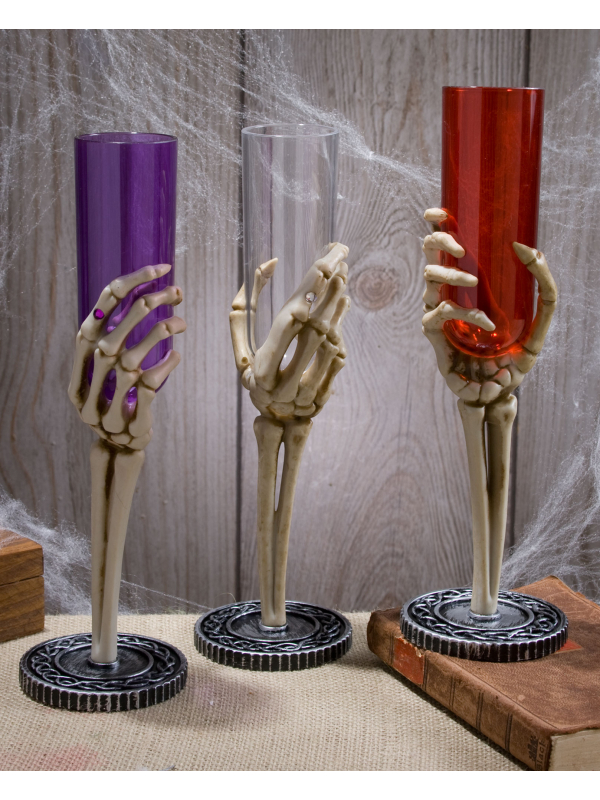Flûte de Champagne Halloween avec Bras Squelette et Pied Médaillon