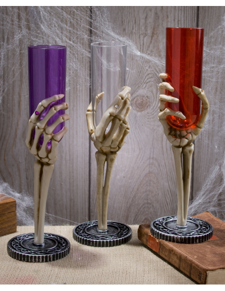 Flûte de Champagne Halloween avec Bras Squelette et Pied Médaillon