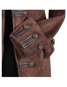 Manteau de Pirate Authentique pour Femme : Élégance et Confort en Imitation Daim Marron pour Vos Soirées Thématiques 2