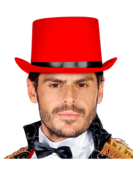 Chapeau Haut de Forme Rouge pour Adulte : Cirque, Carnaval, Victorien