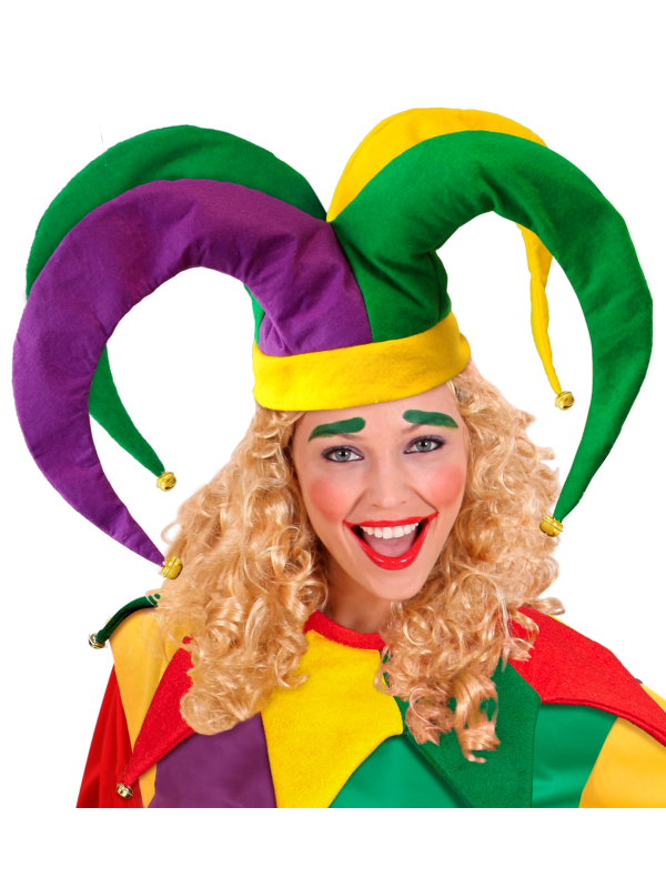 Chapeau de Fou du Roi Multicolore pour Adulte avec des Clochettes