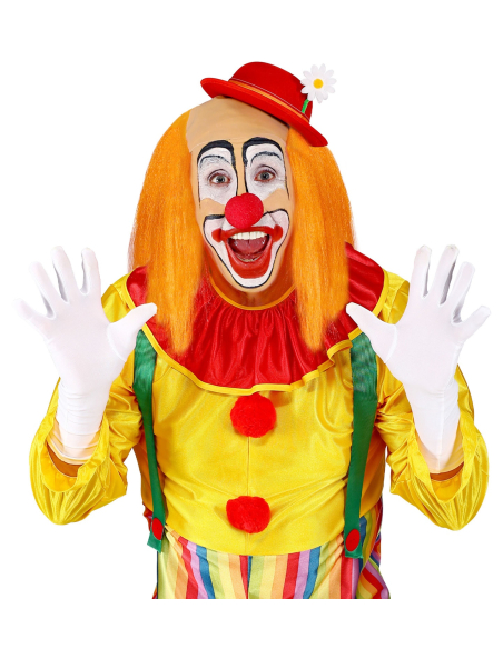 Perruque de Clown avec Calotte de Calvitie - Cheveux Mi-longs Orange