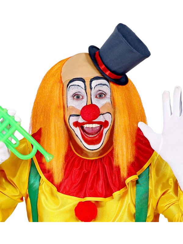 Perruque de Clown avec Calotte de Calvitie - Cheveux Mi-longs Orange