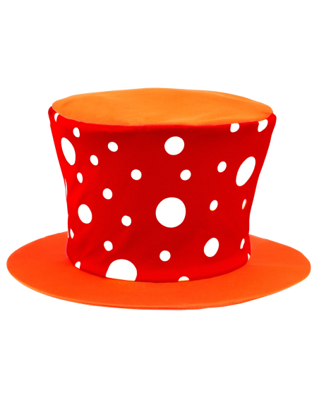 Chapeau Haut de forme rouge à pois blancs : Clown, Cirque, Carnaval