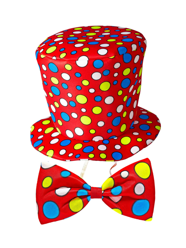 Set Clown adulte avec chapeau Haut de forme et nœud papillon - Cirque, Carnaval, Animation