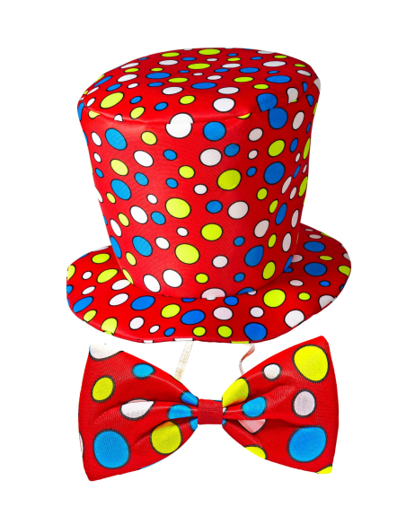 Set Clown adulte avec chapeau Haut de forme et nœud papillon - Cirque, Carnaval, Animation