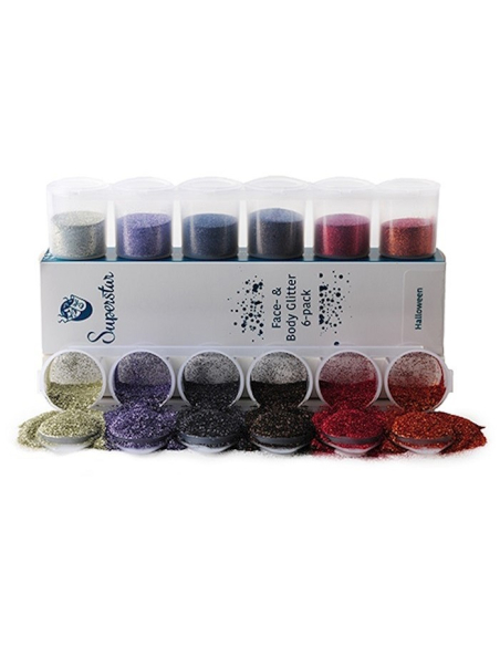 Pack de six Gel Pailleté pour maquillage Halloween - Marque Superstar