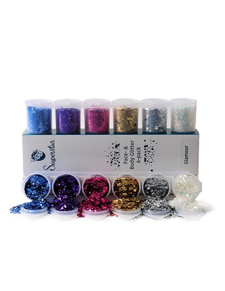 Pack de 6 Tubes de Paillettes Chunky Mix - 130 ml - Superstar Glamour