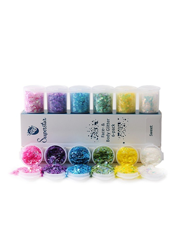 Lot de 6 paillettes épaisses  pour maquillage couleurs bonbons, 130 ml