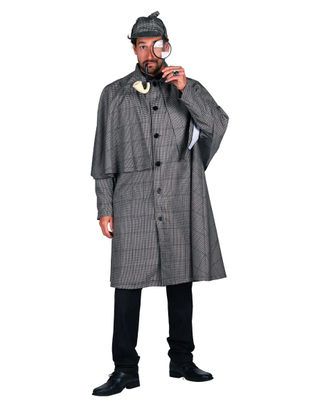 Costume Sherlock Holmes homme : manteau Inverness & chapeau Deerstalker