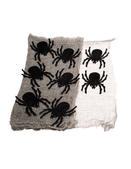 Rideau Voile Halloween avec Araignées Noires - Décoration Murale Effrayante