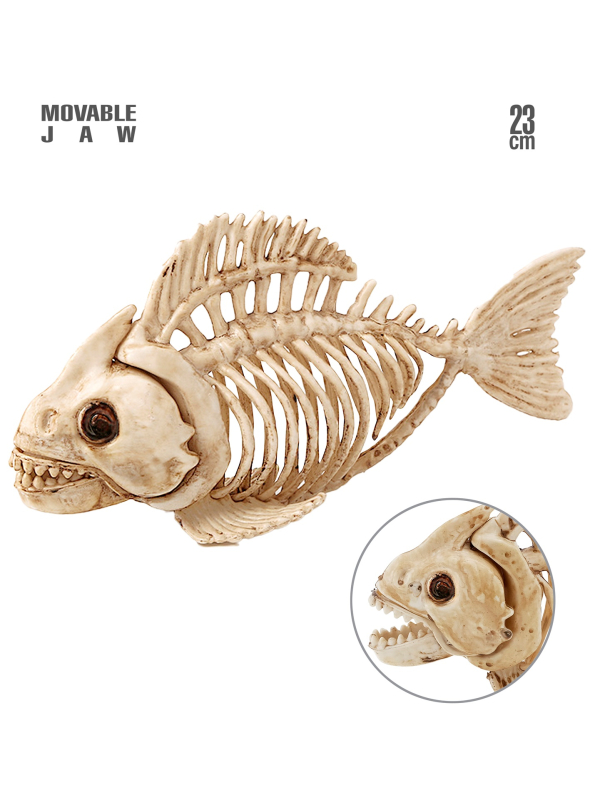 Squelette de poisson carnassier 23 cm - Décoration Halloween