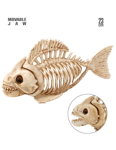 Squelette de poisson carnassier 23 cm - Décoration Halloween