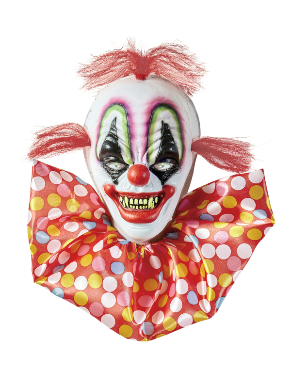 Décoration Halloween tête de clown horrible avec yeux LED